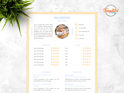 Resume Template For Word And Pages "Ava Brown" 1 page cv 2 page cv 3 page cv cv for female cv template elegant resume pages elegant resume word modern resume word resume downloadable resume for mac resume template resume with cover template apple pages