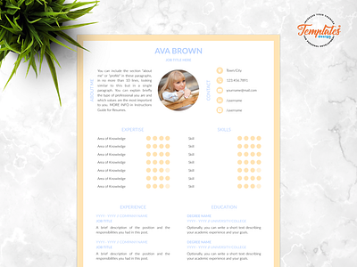 Resume Template For Word And Pages "Ava Brown"