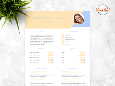 Resume Template For Word And Pages "Noah Smith" basic resume clean resume creative resume cv template modern resume one page resume professional resume resume cv resume for pages resume for word resume template three page resume two page resume