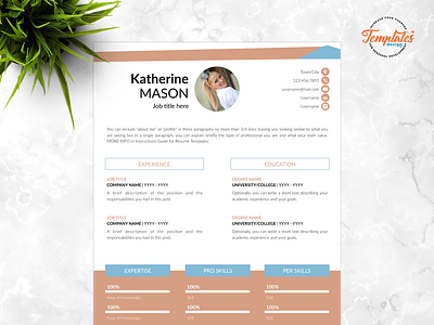 Resume Template For Word And Pages "Katherine Mason" architect resume civil engineer cv cover letter creative cv word creative resume cv template engineering cv one page resume professional resume references letter resume template three page resume two page resume