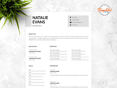 Resume Template For Word And Pages "Natalie Evans"