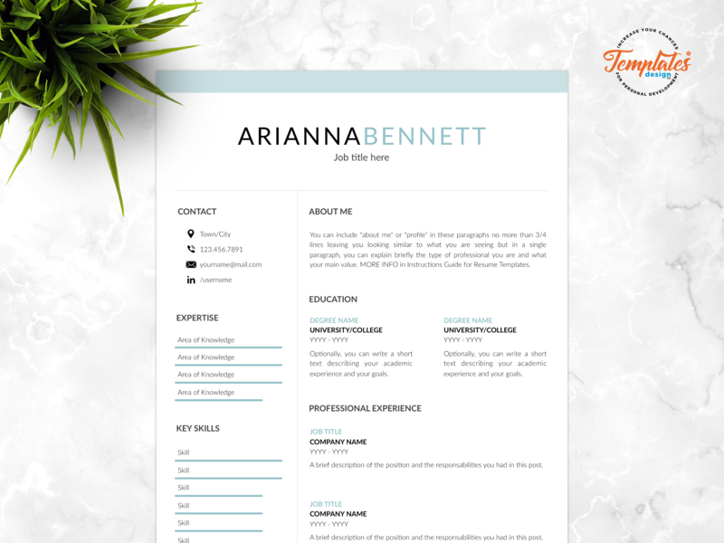 Resume Template For Word And Pages Arianna Bennett By Templates