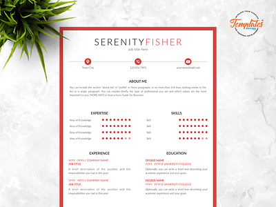 Resume Template For Word And Pages "Serenity Fisher"