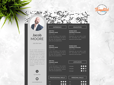 Resume Template For Word And Pages "Jacob Moore" 1 page cv 2 page cv 3 page cv accounting cv banking resume creative cv word engineering resume finance cv investment banking mathematics resume modern cv professional cv word resume template word
