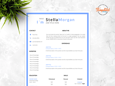 Resume Template For Word And Pages "Stella Morgan" best modern resume curriculum vitae cv design cv template pages cv template word cv with cover functional resume one page resume printable resume resume template simple resume word three page resume two page resume