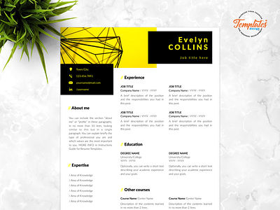 Resume Template For Word And Pages "Evelyn Collins" civil engineer cv creative resume curriculum vitae cv template data analyst resume engineer resume engineering resume modern resume one page resume professional resume resume for word three page resume two page resume