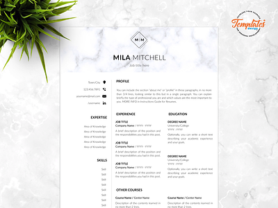 Resume Template For Word And Pages "Mila Mitchell" 1 page resume 2 page resume 3 page resume cv template modern resume perfect resume professional resume resume design resume for pages resume for word resume format resume template resume with cover