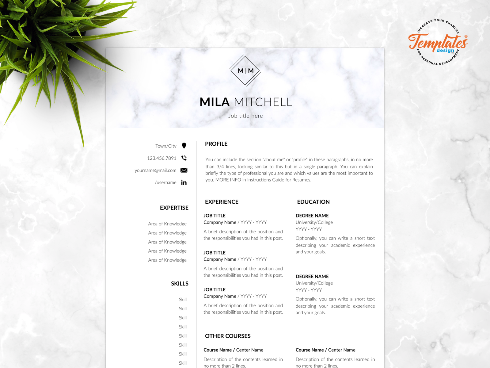 resume-template-for-word-and-pages-mila-mitchell-by-templates-design