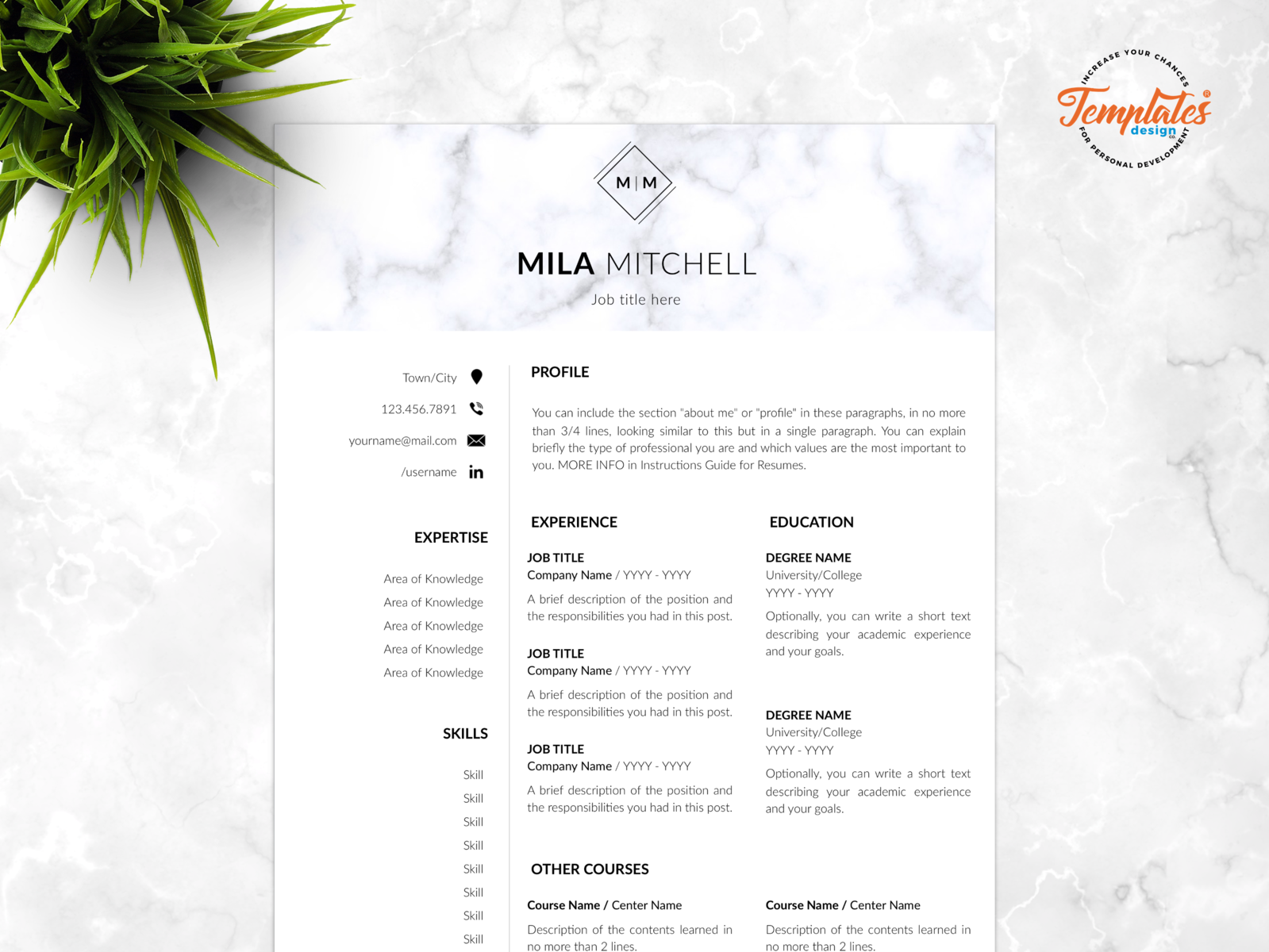 Resume Template For Word And Pages Mila Mitchell By Templates Design 