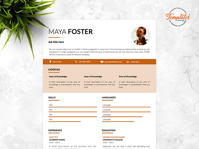 Resume Template For Word And Pages "Maya Foster"