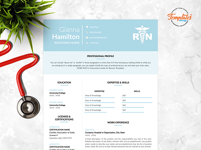 Resume Template For Word And Pages "Gianna Hamilton" cv instant download medical cv template medical resume word nurse cv template nurse graduate nurse resume nurse template word nursing resume word physician assistant professional resume registered nurse resume template rn rn resume template