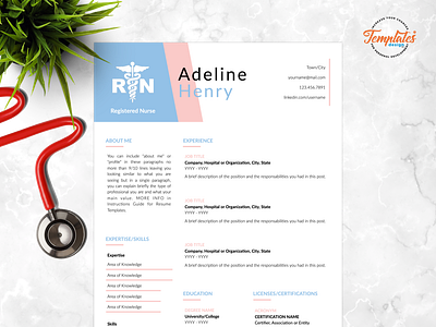 Resume Template For Word And Pages "Adeline Henry" doctor resume word experienced nurse medical cv template medical resume word nurse cv template nurse graduate nurse practitioner nurse template word nursing cv nursing resume word registered nurse rn resume template student nurse resume