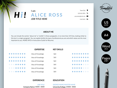 Creative Resume for Word & Pages “Alice Ross”