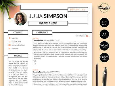Creative Resume for Word & Pages “Julia Simpson”