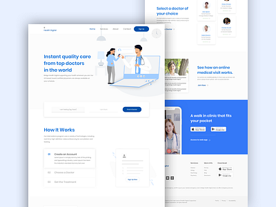 Digital Health Medical Web Platform clean covid 19 design digital doctor health medical medical app minimal online simple telemedicine ui ui design ux ux design visualization web