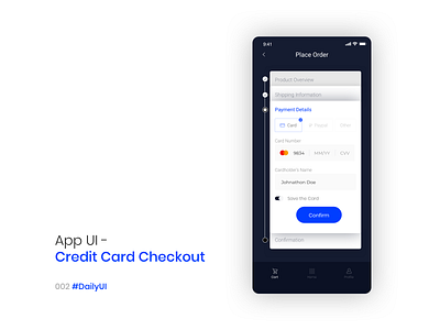 Daily UI 002 Credit Card Checkout UI android app card checkout credit credit card checkout daily ui challange dark ui design ios mobile payment phone ui ui ux ux