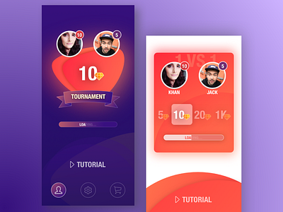 Online Game app UI [1 vs 1 player]. 