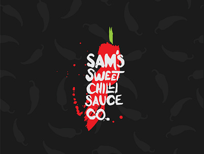 Sam s Sweet Chilli Sauce branding design flat handmade icon ink logo minimal mixedmedia typography vector
