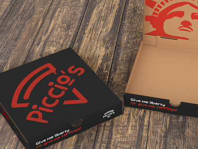 Piccio's logo design branding design flat food handmade icon logo minimal new york pizza typography vector