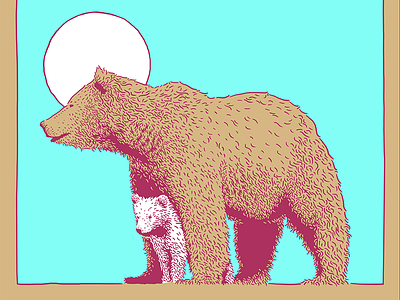 Momma Bear and Cub illustration screen print