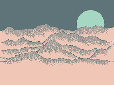 Mountain Moon (detail) illustration screen print