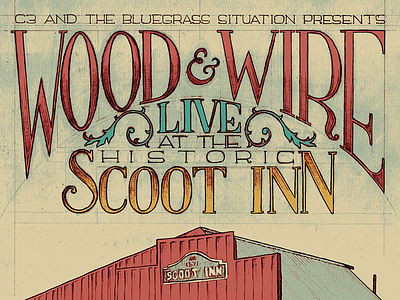 wood & wire poster detail hand lettering illustration screen print