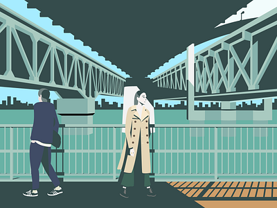 UnderBridge blue cool design dribbble girl illustration vector