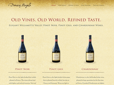 Domaine Margelle Website branding chardonnay graphic design oregon pinot gris pinot noir website wine wordpress work in progress