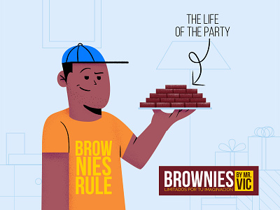 The real life of the party brownies flat grain illustration photoshop vector