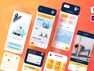 Fitness training apps "The society" Mobile apps UI/UX design