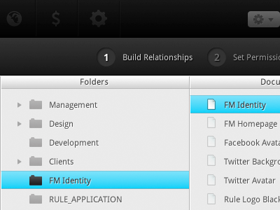 Rule.FM Asset Association app design fireworks interface ui web app