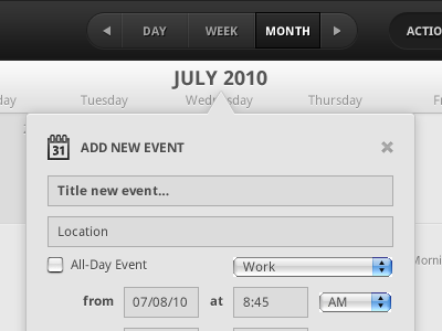 Add New Event UI calendar clean date design interface ui user interface