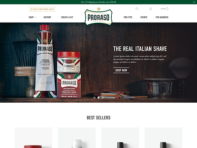 Proraso Homepage ecommerce homepage shopify shopify plus shopping ux web design