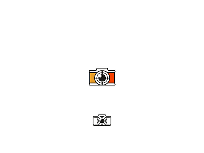 Camera app black brand and identity branding camera camera icon design illustration logo orange outline vector web yellow