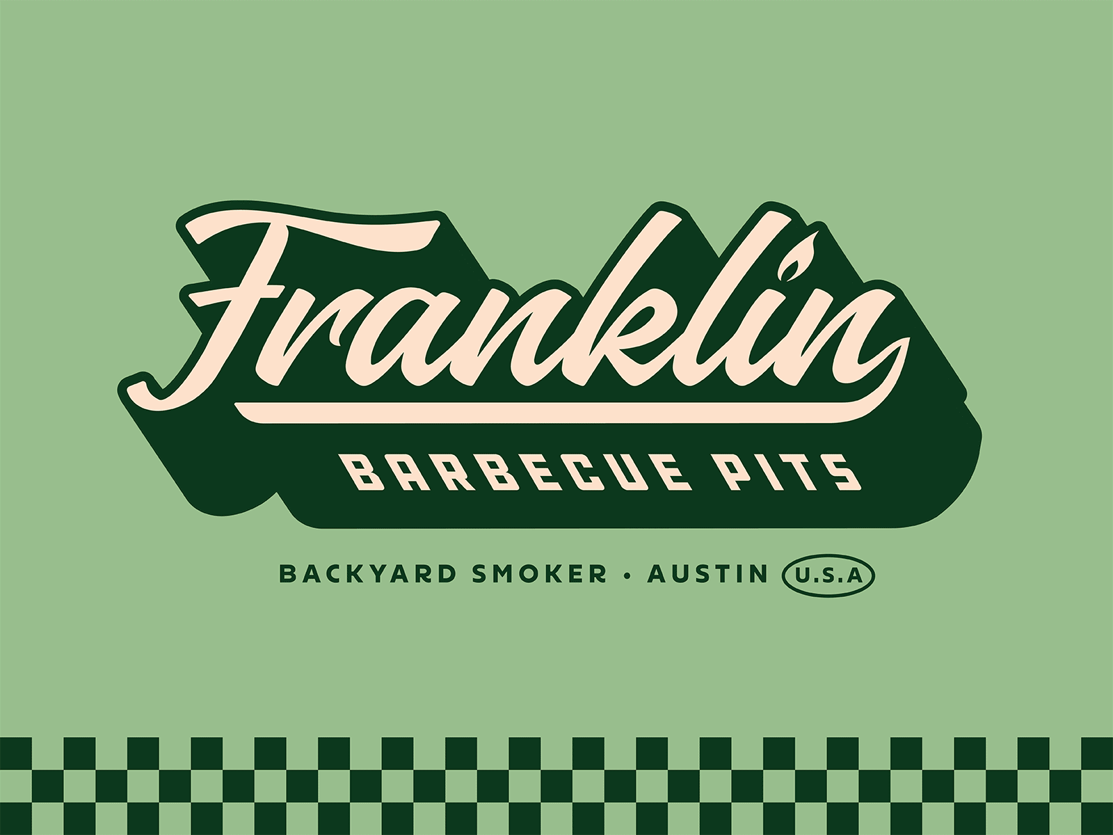 Franklin BBQ Pits austin texas badge bbq pit brand extension brand identity custom type franklin barbecue lettering script