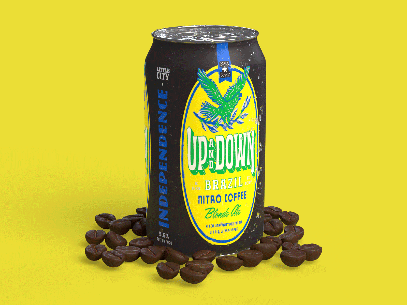 Indy Up & Down, Freak Power & Peach Emoji austin texas craft beer custom typography graphic design illustration independence brewing package design packaging renders