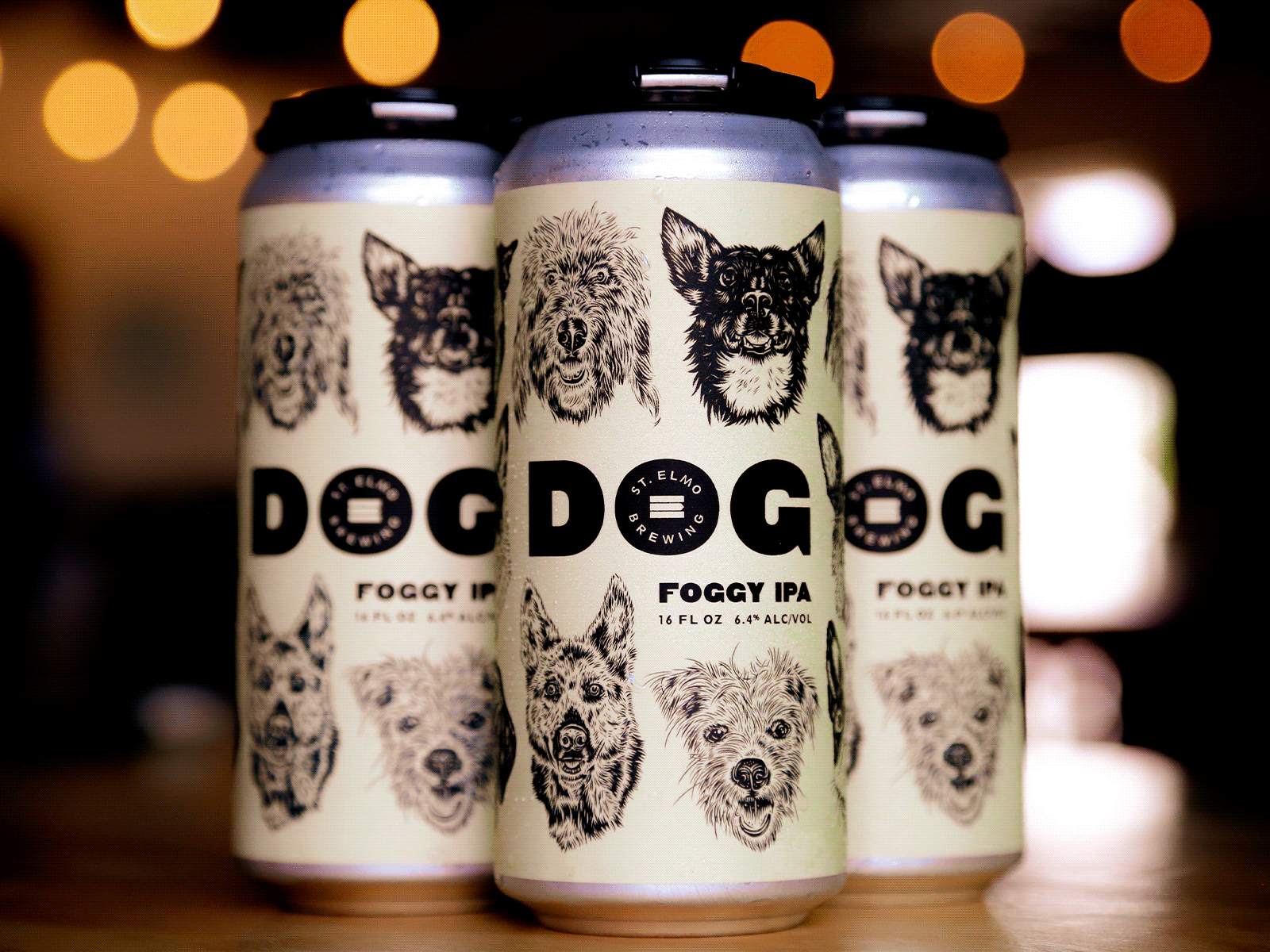 St. ELMO DOG Foggy IPA austin texas craft beer dog dog portrait foggy ipa illustration label design packaging st elmo brewing company