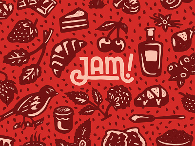 JAM! berries fruit hand drawn illustration jam lettering pastry pattern