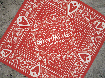 ABW Bandana apparel austin beerworks bandana beer illustration pattern print