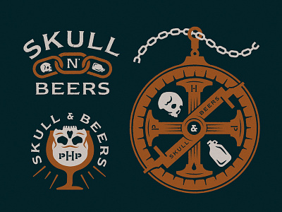 Skull N' Beers astrolabe beer chain goblet growler illustration skull