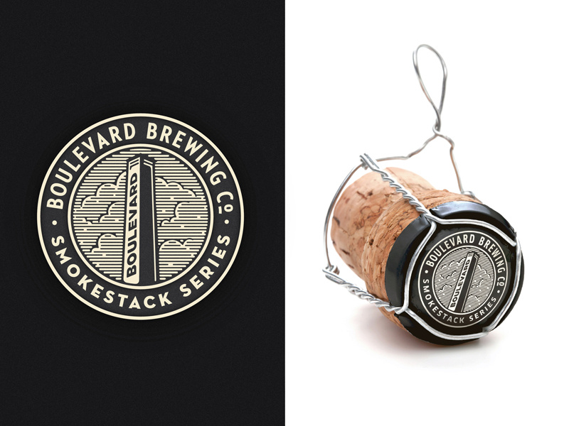 BLVD SS Caps illustration brewing brewery smokestack bottle cap packaging boulevard