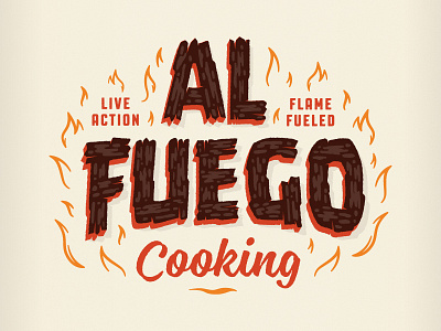 Al Fuego Logotype al fuego branding event fire flames food hot luck illustration lettering wood