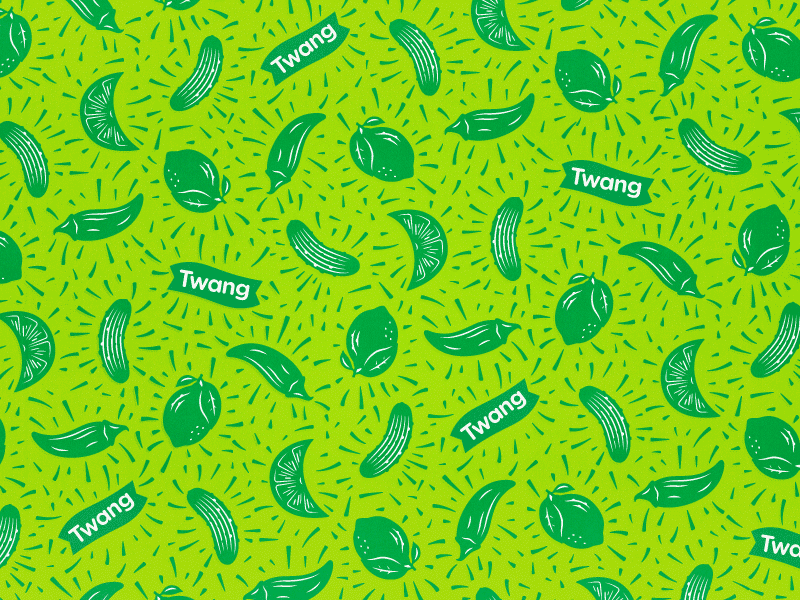 Twang Pattern handdrawn seasoning pickle lemon lemon lime lime pepper illustration pattern twang