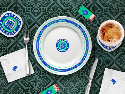 MSSN TAQ Brand Extension branding coaster hospitality identity matchbook plate restaurant taqueria tile
