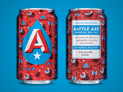 ABW Battle Axe Seasonal austin beerworks battle axe beer can imperial red ale packaging pattern seasonal viking
