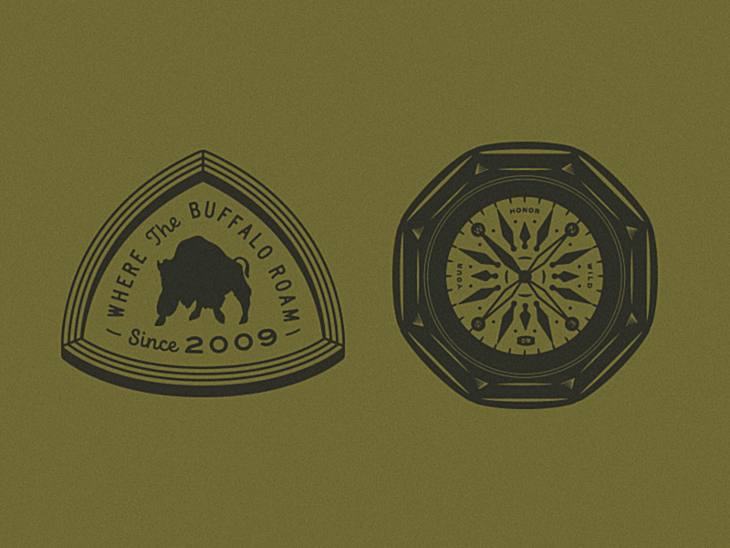 Apparel WIP patch badge compass illustration apparel buffalo