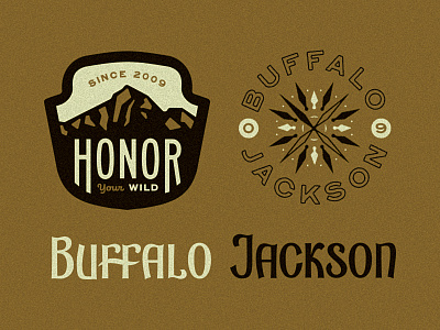 Buffalo Jackson badge buffalo jackson compass custom type lettering mountain patch seal typography
