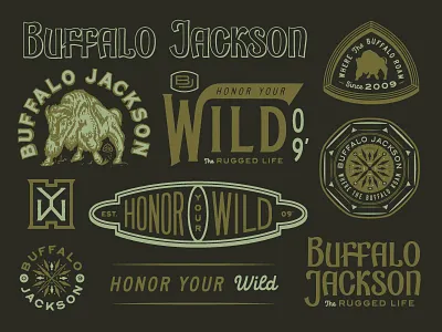 BUFFALO JACKSON badge buffalo buffalo jackson compass custom type illustration lettering monogram seal