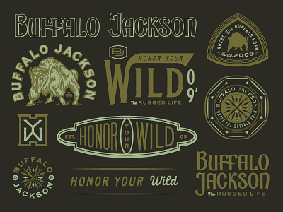 BUFFALO JACKSON badge buffalo buffalo jackson compass custom type illustration lettering monogram seal