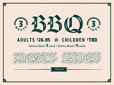 Menu Assets bbq blackletter custom type gothic lettering meats menu sides texture typography